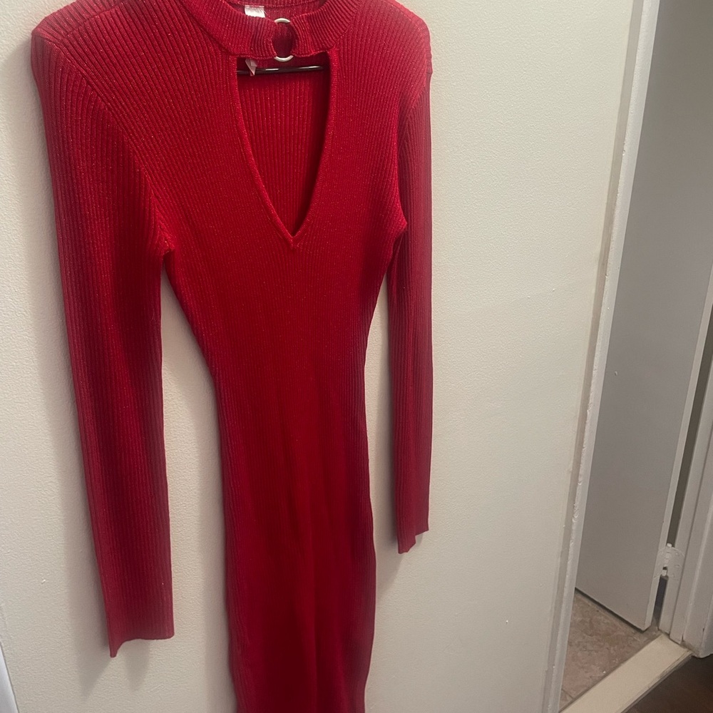 Elegant Red Knit Dress
